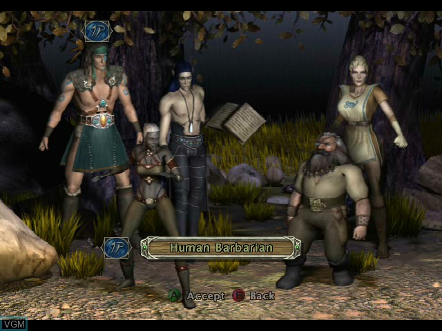 Menu screen of the game Baldur's Gate - Dark Alliance II on Microsoft Xbox