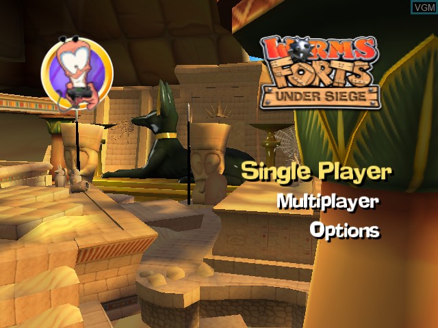 Menu screen of the game Worms Forts - Under Siege on Microsoft Xbox