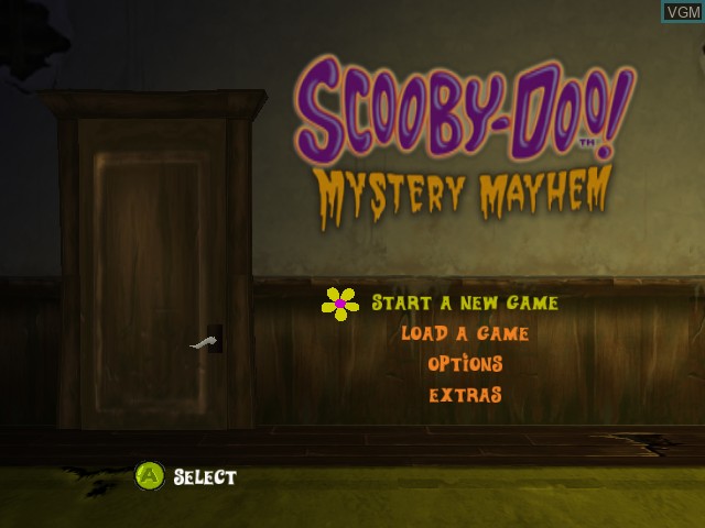 Menu screen of the game Scooby-Doo! Mystery Mayhem on Microsoft Xbox