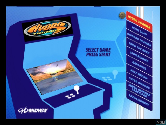 Menu screen of the game Midway Arcade Treasures 3 on Microsoft Xbox