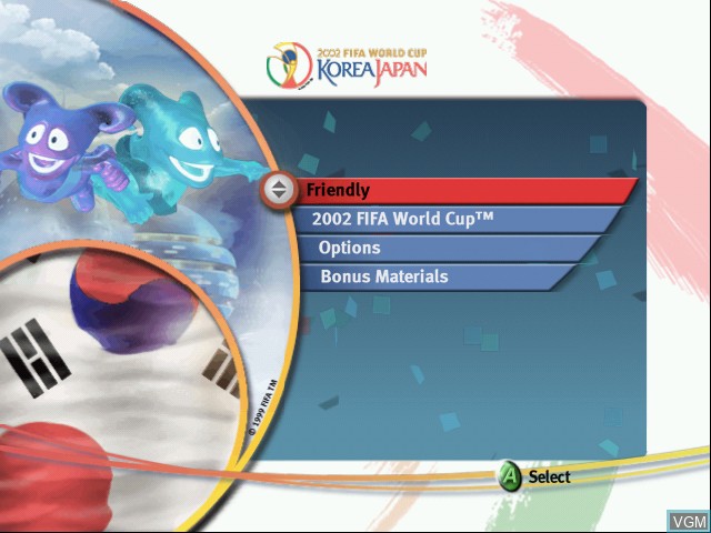 Menu screen of the game 2002 FIFA World Cup on Microsoft Xbox