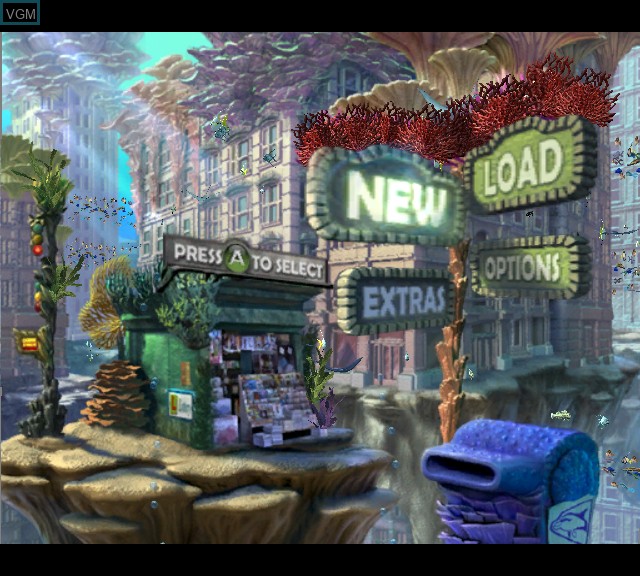 Menu screen of the game Shark Tale on Microsoft Xbox
