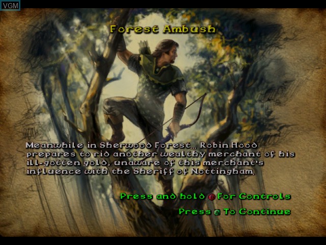 Menu screen of the game Robin Hood - Defender of the Crown on Microsoft Xbox