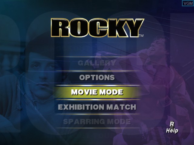 Menu screen of the game Rocky on Microsoft Xbox