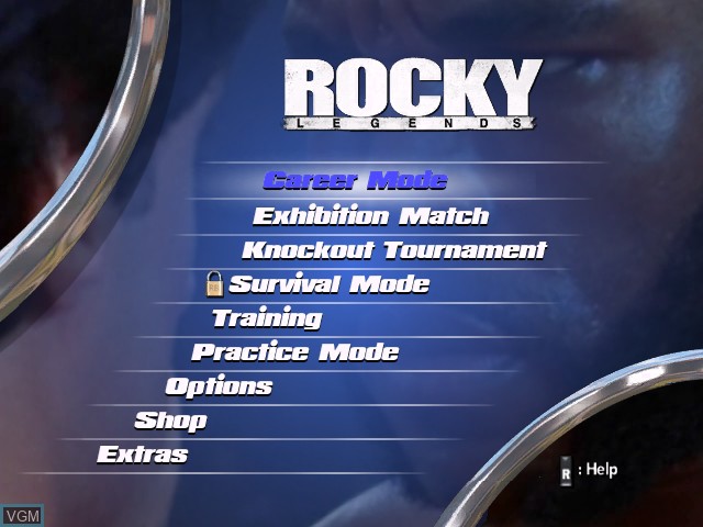 Menu screen of the game Rocky - Legends on Microsoft Xbox