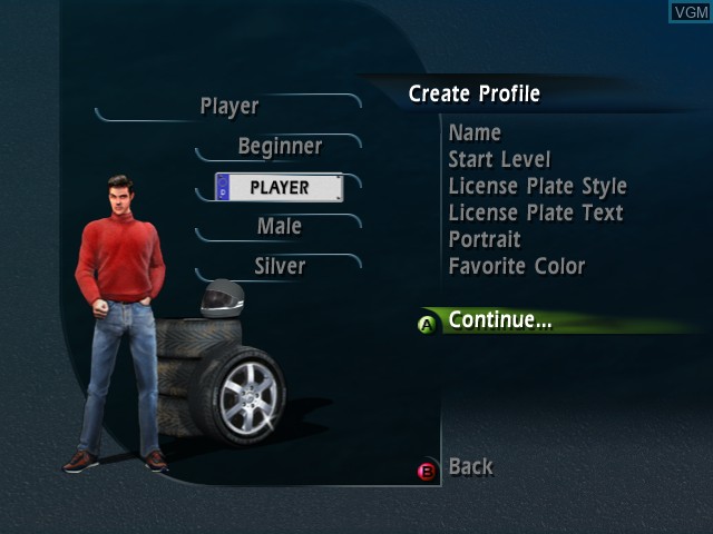 Menu screen of the game World Racing on Microsoft Xbox