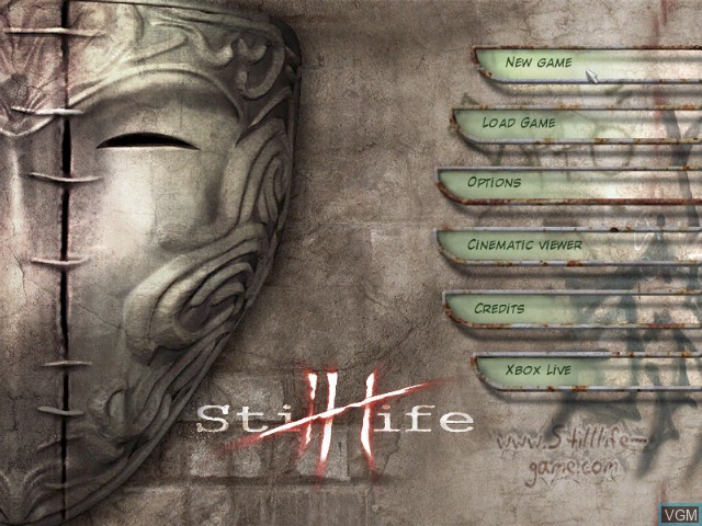 Menu screen of the game Still Life on Microsoft Xbox