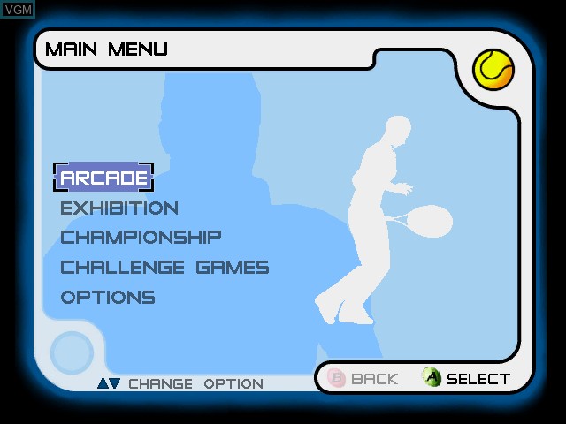 Menu screen of the game Slam Tennis on Microsoft Xbox