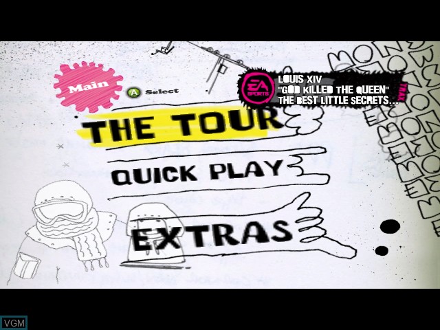 Menu screen of the game SSX On Tour on Microsoft Xbox
