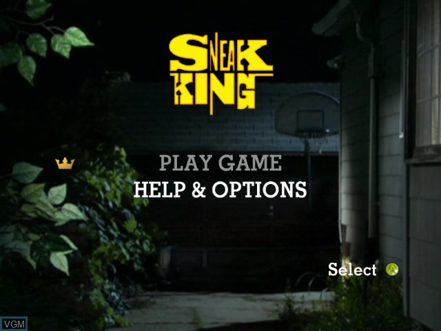 Menu screen of the game Sneak King on Microsoft Xbox