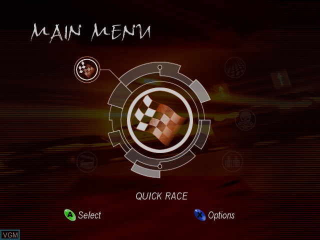 Menu screen of the game Test Drive on Microsoft Xbox