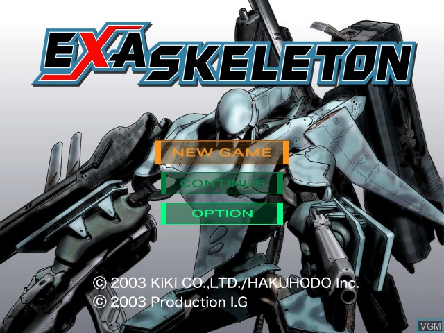 Menu screen of the game ExaSkeleton on Microsoft Xbox