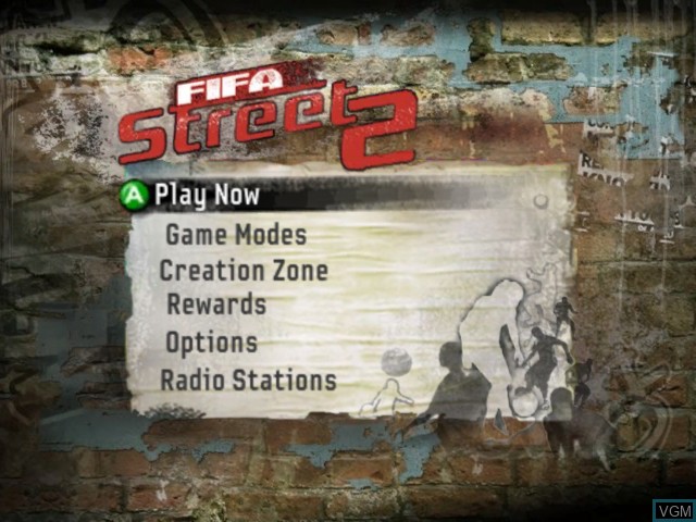 Menu screen of the game FIFA Street 2 on Microsoft Xbox