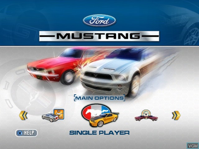 Menu screen of the game Ford Mustang - The Legend Lives on Microsoft Xbox