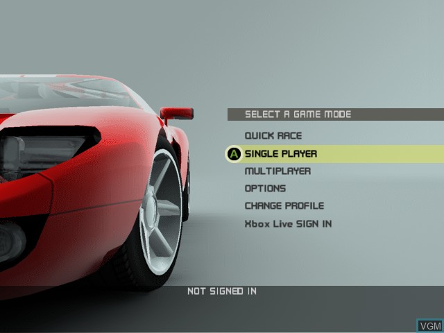 Menu screen of the game Ford Racing 3 on Microsoft Xbox