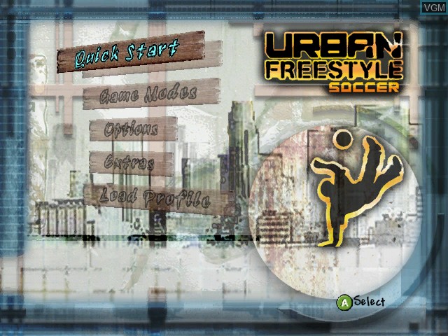 Menu screen of the game Urban Freestyle Soccer on Microsoft Xbox