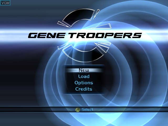Menu screen of the game Gene Troopers on Microsoft Xbox