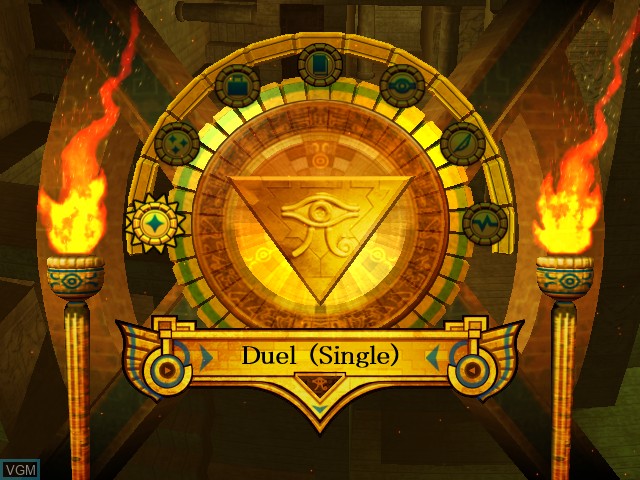 Menu screen of the game Yu-Gi-Oh! The Dawn of Destiny on Microsoft Xbox