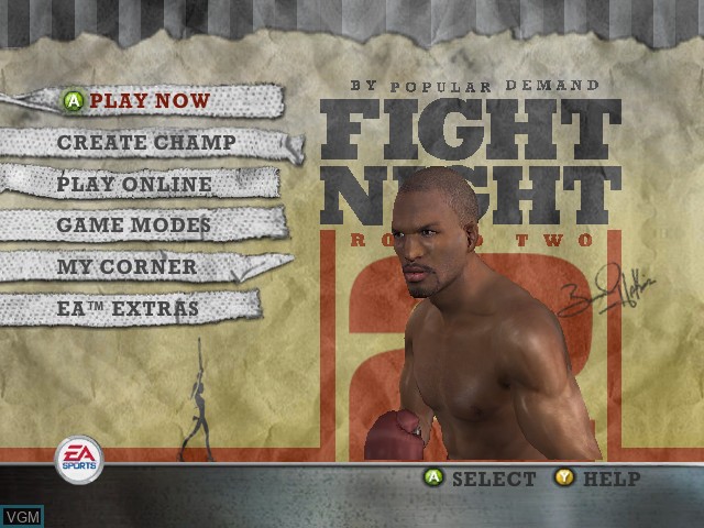 Menu screen of the game Fight Night Round 2 on Microsoft Xbox
