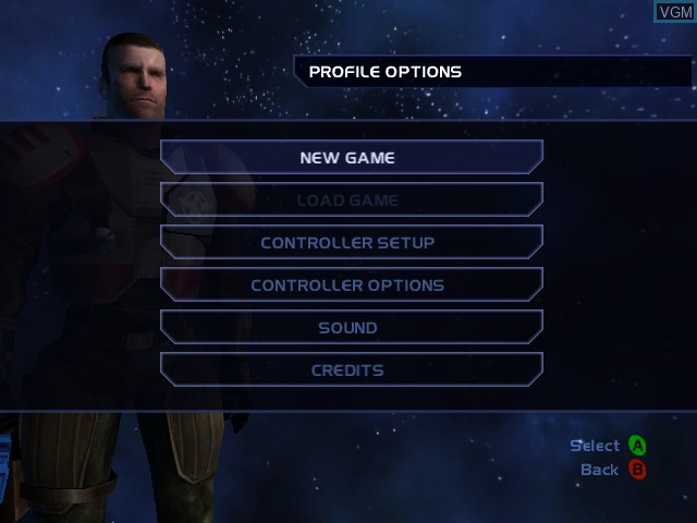 Menu screen of the game Mace Griffin Bounty Hunter on Microsoft Xbox