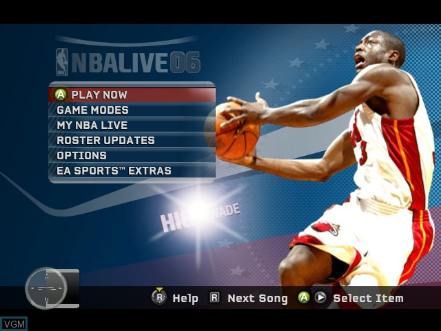 Menu screen of the game NBA Live 06 on Microsoft Xbox