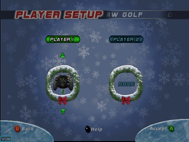 Menu screen of the game Outlaw Golf - 9 Holes of X-Mas on Microsoft Xbox