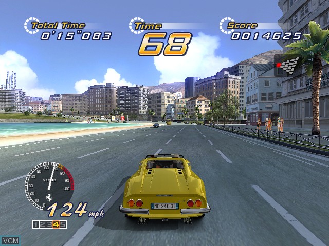 In-game screen of the game OutRun2 on Microsoft Xbox