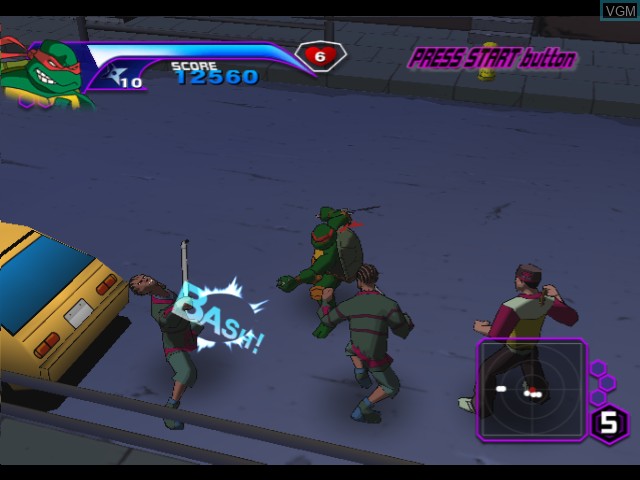 In-game screen of the game Teenage Mutant Ninja Turtles on Microsoft Xbox