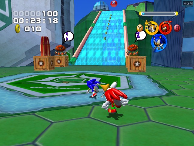 In-game screen of the game Sonic Heroes on Microsoft Xbox