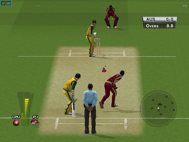 In-game screen of the game Brian Lara International Cricket 2005 on Microsoft Xbox