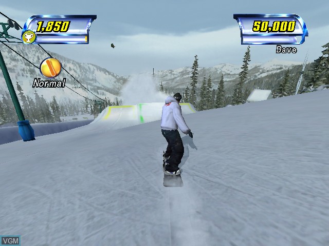 In-game screen of the game Amped - Freestyle Snowboarding on Microsoft Xbox