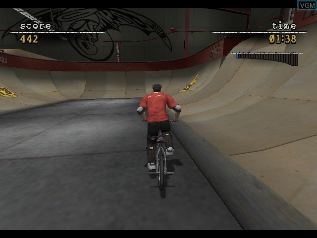 In-game screen of the game Mat Hoffman's Pro BMX 2 on Microsoft Xbox