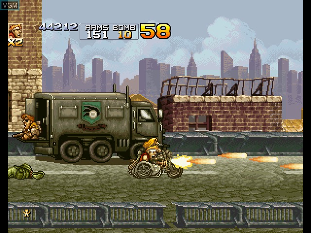 In-game screen of the game Metal Slug 4 on Microsoft Xbox