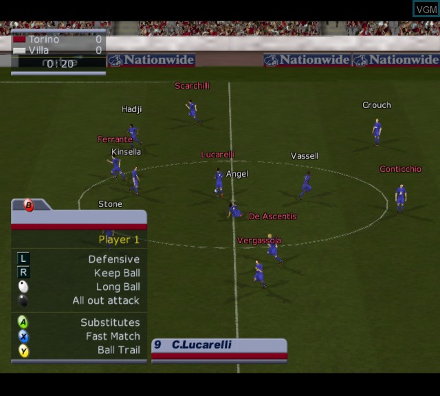 In-game screen of the game LMA Manager 2003 on Microsoft Xbox