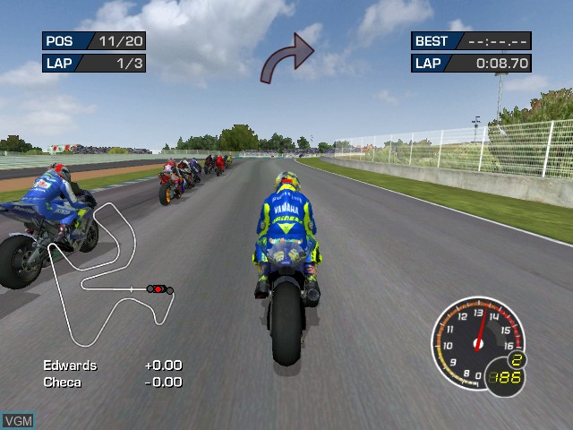 In-game screen of the game MotoGP 3 - Ultimate Racing Technology on Microsoft Xbox