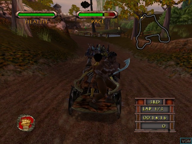 In-game screen of the game Circus Maximus - Chariot Wars on Microsoft Xbox