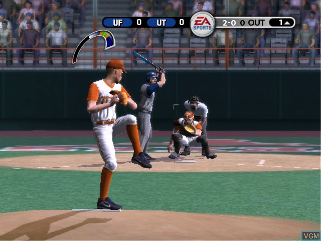 In-game screen of the game MVP 06 NCAA Baseball on Microsoft Xbox