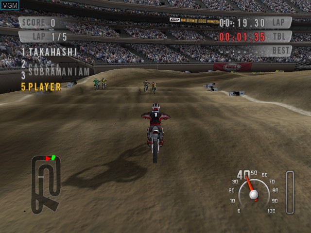 In-game screen of the game MX vs. ATV Unleashed on Microsoft Xbox