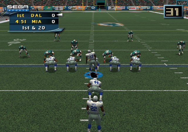 In-game screen of the game NFL 2K2 on Microsoft Xbox