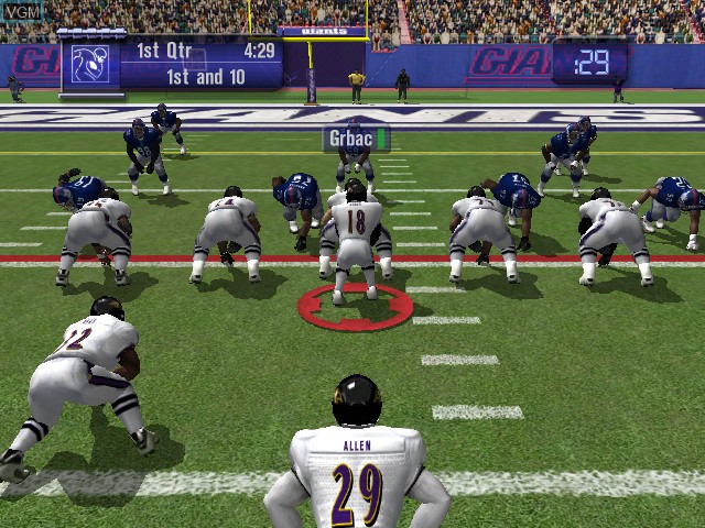 In-game screen of the game NFL Fever 2002 on Microsoft Xbox