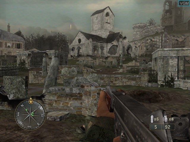 In-game screen of the game Call of Duty 3 on Microsoft Xbox