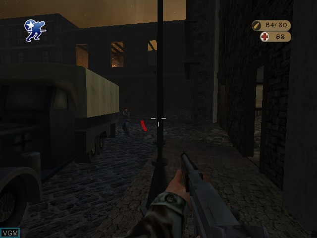 In-game screen of the game World War II Combat - Road to Berlin on Microsoft Xbox