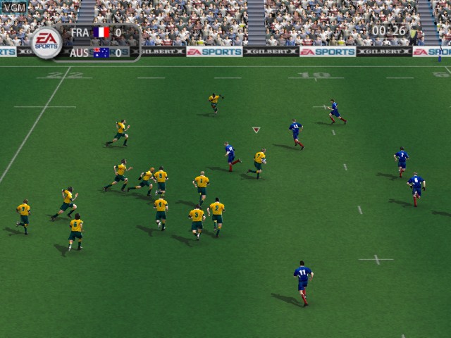In-game screen of the game Rugby 2005 on Microsoft Xbox