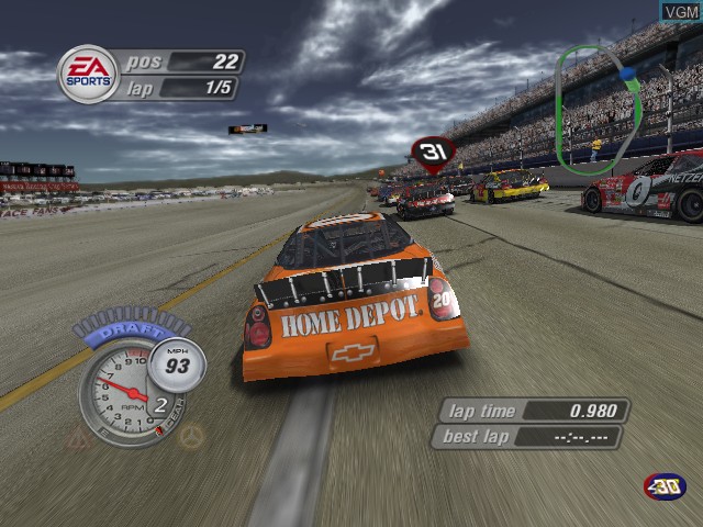 In-game screen of the game NASCAR Thunder 2004 on Microsoft Xbox