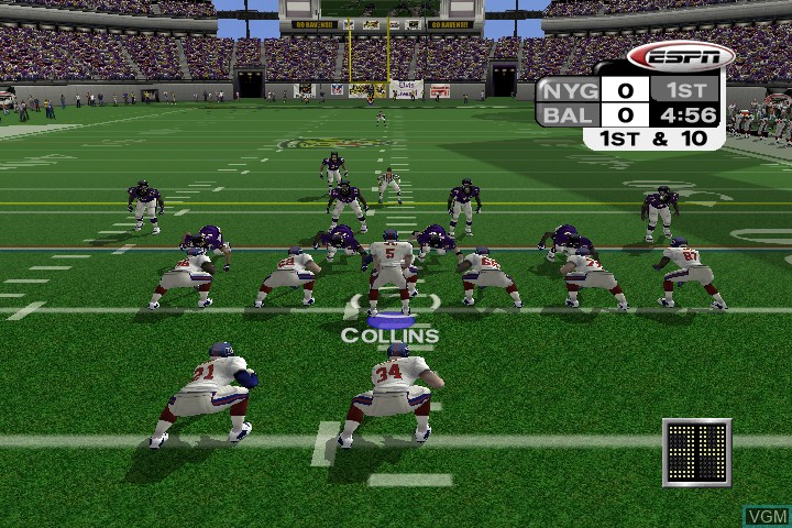 In-game screen of the game ESPN NFL PrimeTime 2002 on Microsoft Xbox