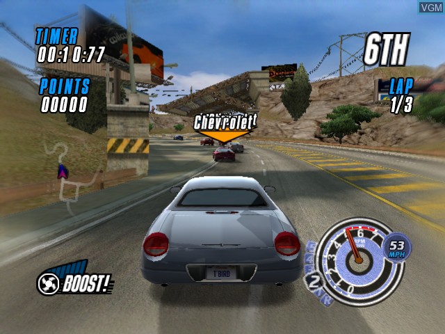 In-game screen of the game Ford vs. Chevy on Microsoft Xbox