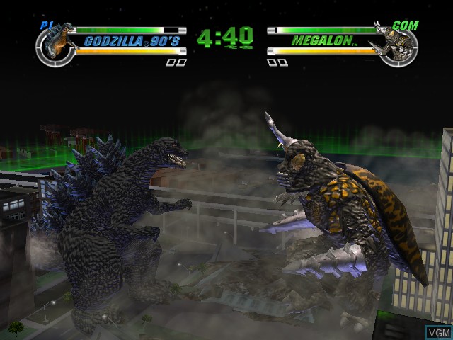 In-game screen of the game Godzilla - Destroy All Monsters Melee on Microsoft Xbox