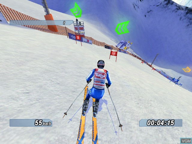 In-game screen of the game Ski Racing 2005 Featuring Hermann Maier on Microsoft Xbox