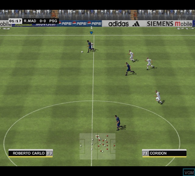 In-game screen of the game Club Football 2005 on Microsoft Xbox