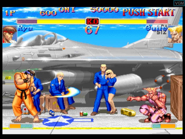 In-game screen of the game Street Fighter Anniversary Collection on Microsoft Xbox